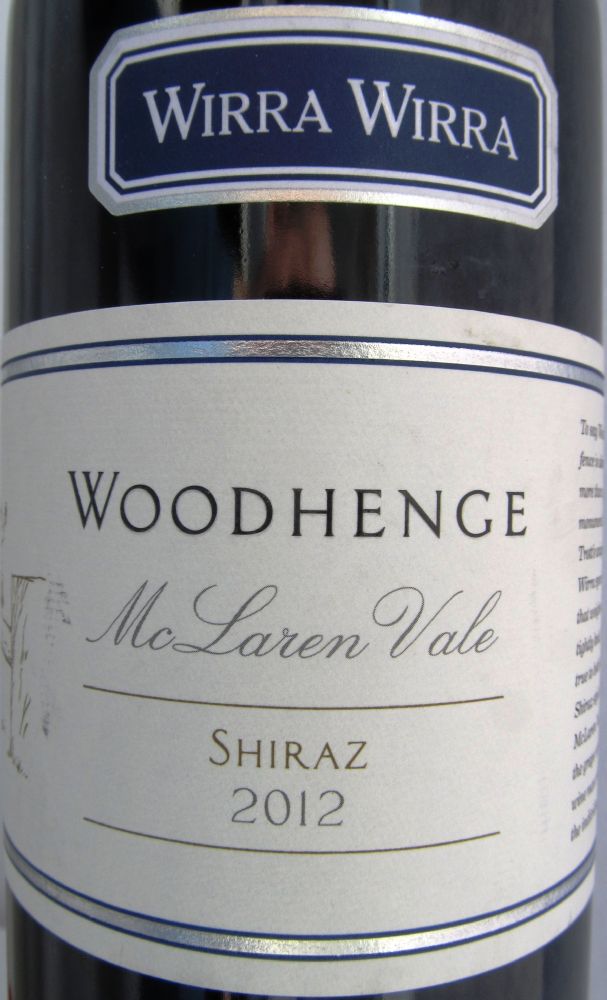 R.G. & R.T. Trott Pty. Ltd. Woodhenge Shiraz Wirra Wirra McLaren Vale 2012, Main, #2764