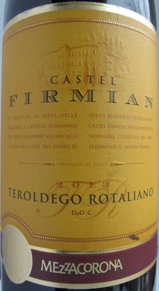 Nosio S.p.a. Castel Firmian MEZZACORONA Teroldego Rotalìano DOC 2013, Main, #2822