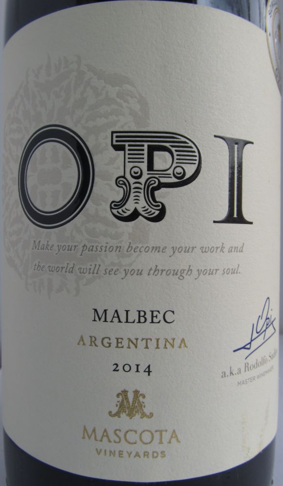 Mascota Vineyards OPI Malbec 2014, Main, #2870