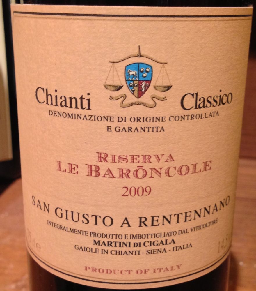 Fattoria San Giusto a Rentennano Soc. Agr. S.S. Le Baròncole Chianti Classico Riserva DOCG 2009, Main, #291