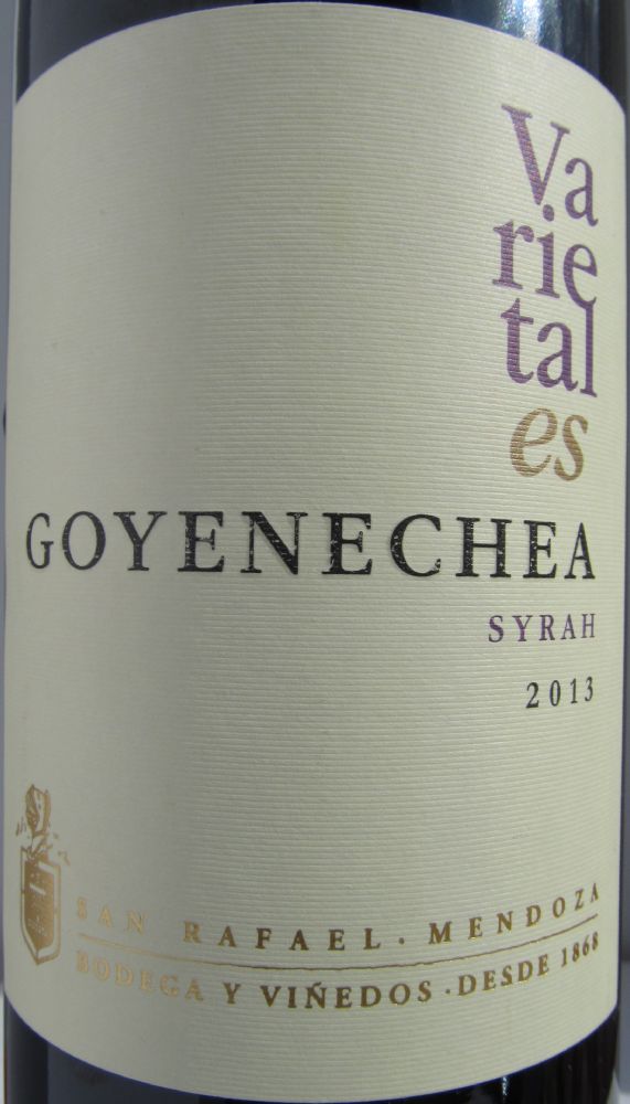 Goyenechea S.A.  Varientales Syrah 2013, Main, #2913