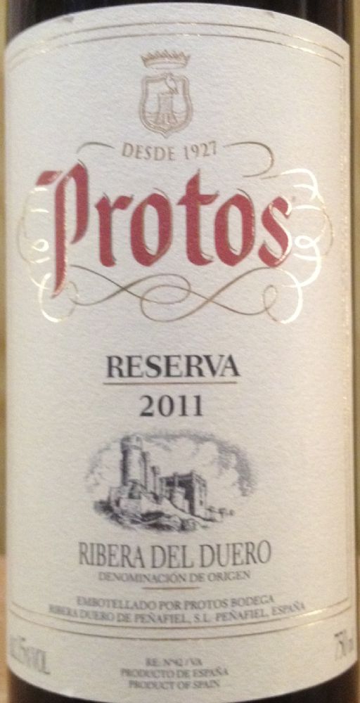 Protos Bodega Ribera Duero de Peñafiel S.L. Reserva DO Ribera del Duero 2011, Main, #2958