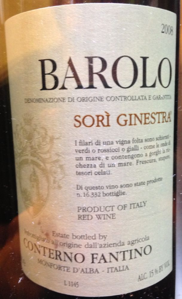 Azienda Agricola Conterno Fantino SORÌ GINESTRA Barolo DOCG 2008, Front, #304