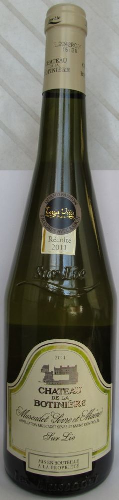 Château de la Botinière Muscadet Sèvre et Maine sur lie AOC/AOP 2011, Front, #339