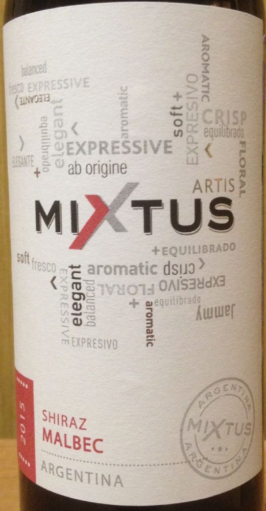 Trivento Bodegas Y Viñedos S.A. MIXTUS Shiraz Malbec 2015, Main, #3548