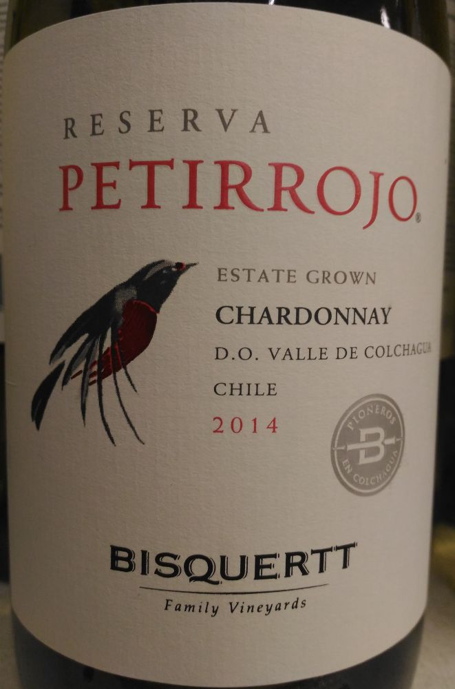 Viña Bisquertt Ltda Reserva PETIRROJO Chardonnay D.O. Colchagua Valley 2014, Main, #3672