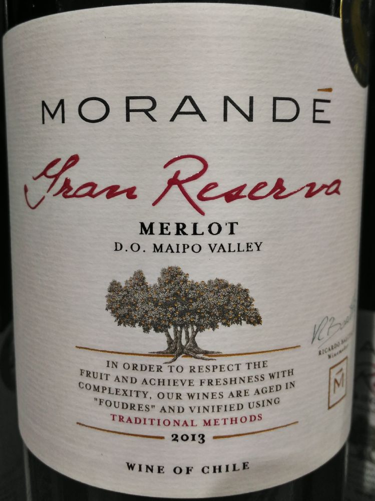 Viña Morandé S.A. Gran Reserva Merlot D.O. Maule Valley 2013, Main, #3761