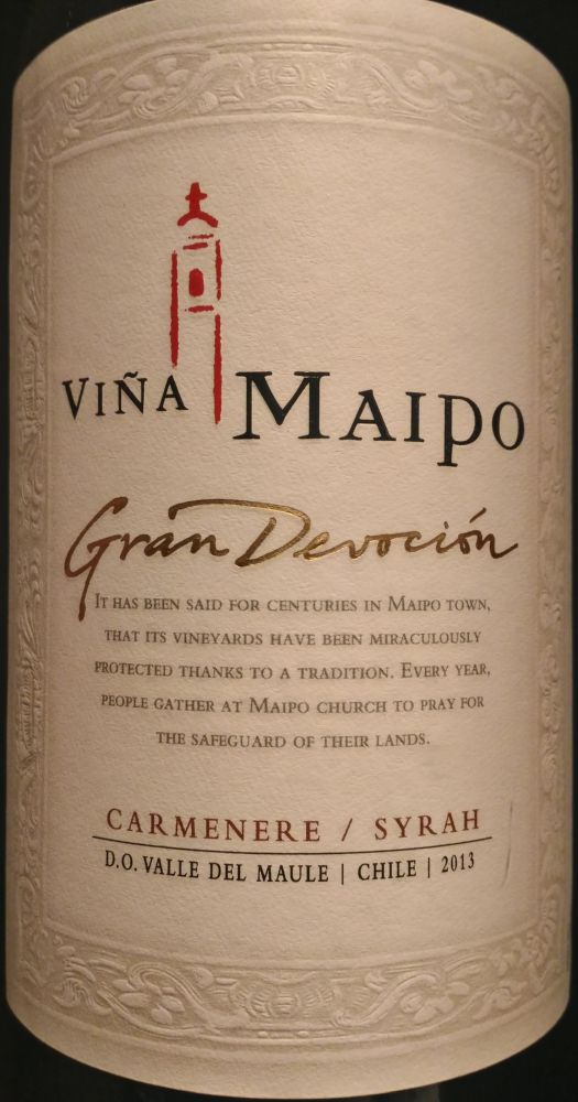 Viña Maipo SpA Gran Devoción Carménère Syrah D.O. Maule Valley 2013, Main, #3799