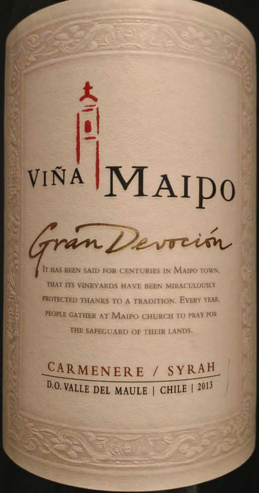 Viña Maipo SpA Gran Devoción Carménère Syrah D.O. Maule Valley 2013, Main, #3799