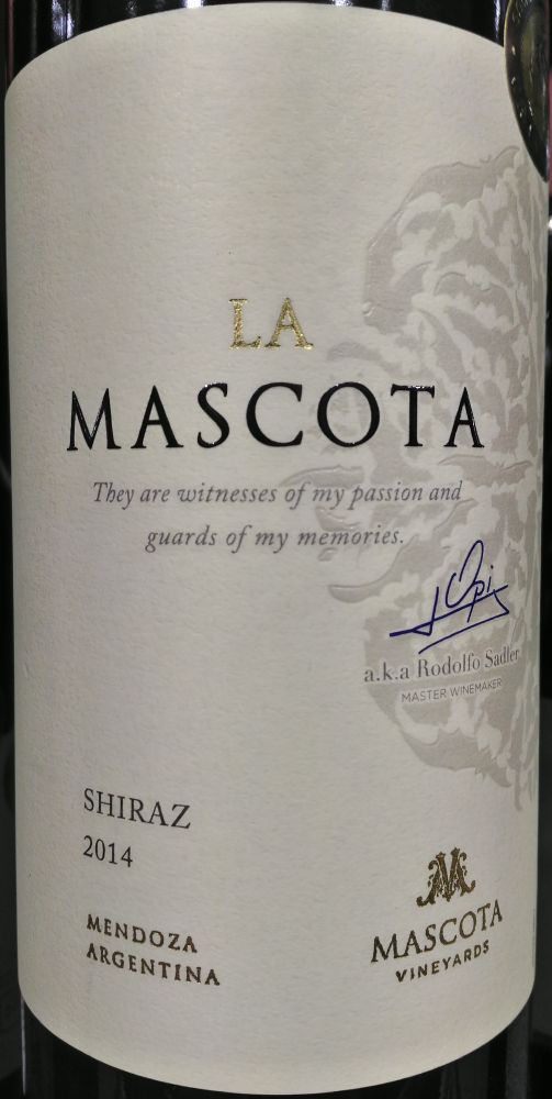 Mascota Vineyards La Mascota Shiraz 2014, Main, #3816