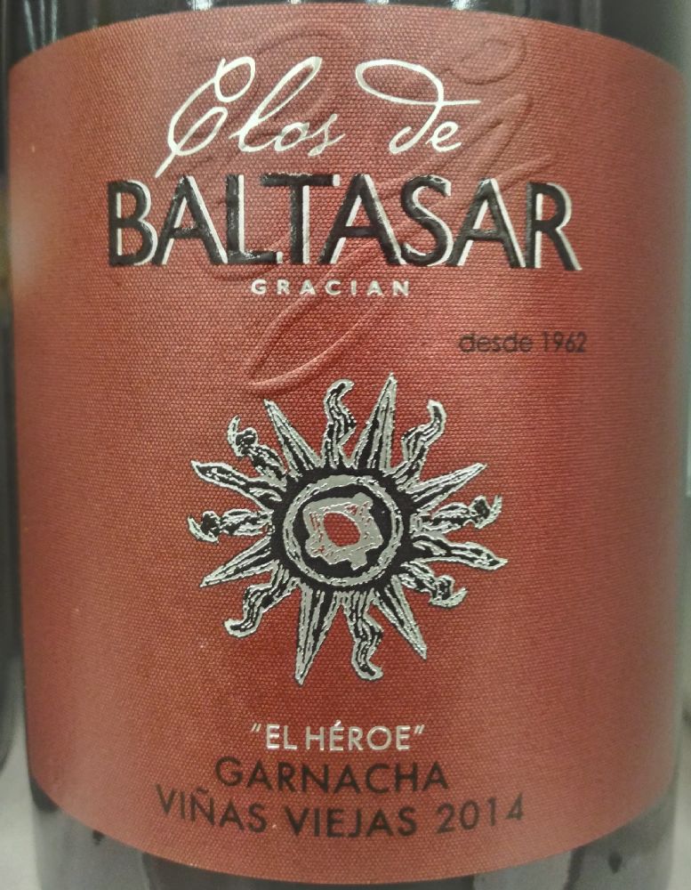 Bodegas San Alejandro S. Coop. Clos de Baltasar Gracián El Héroe Viñas Viejas Garnacha DO Calatayud 2014, Main, #3920