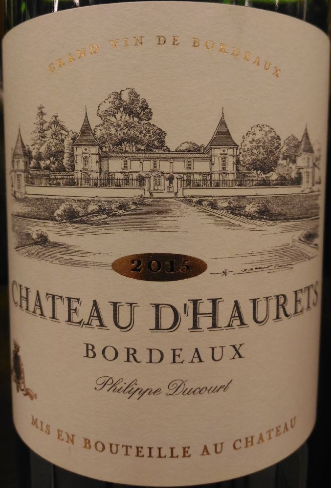 Vignobles Ducourt Chateau d'Haurets Bordeaux AOC/AOP 2015, Main, #4027