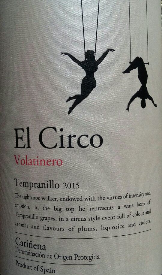 Grandes Vinos y Viñedos S.A. El Circo Volatinero Tempranillo DO Cariñena 2015, Main, #4033