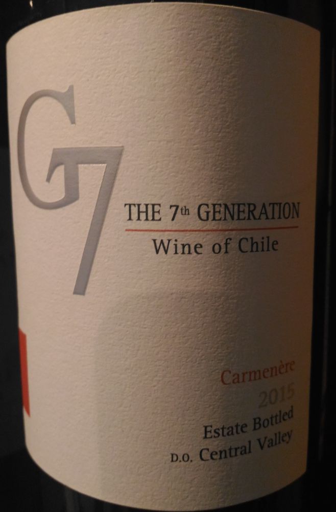 Viña del Pedregal S.A. G7 The 7th Generation Carménère Loncomillo Valey 2015, Main, #4103