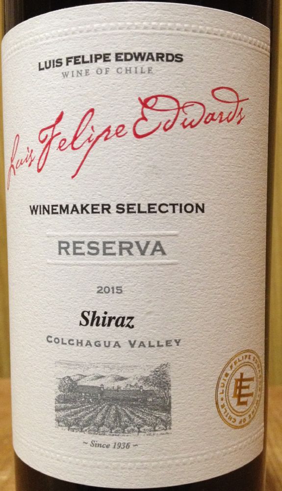 Viña Luis Felipe Edwards Winemaker Selection Reserva Shiraz 2015, Main, #4117