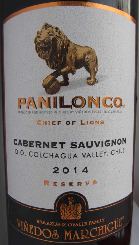 Viñedos Errazuriz Ovalle S.A. Panilonco Reserva Viñedos Marchigüe Cabernet Sauvignon D.O. Colchagua Valley 2014, Main, #4131