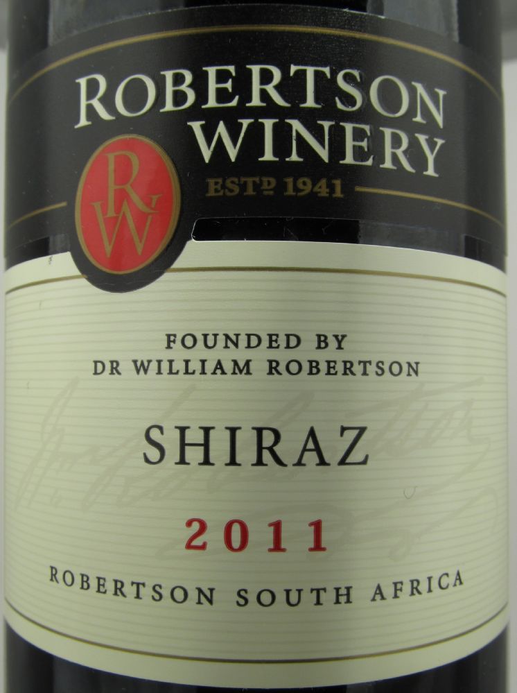 Robertson Winery (Pty) Ltd Shiraz 2011, Main, #414