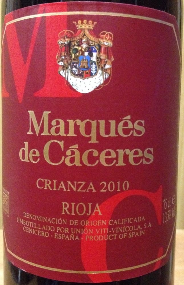 Unión Viti-Vinícola S.A. Marqués de Cáceres Crianza DOCa Rioja 2010, Front, #4306