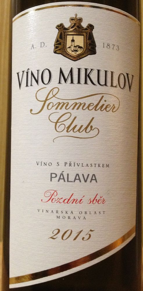 VÍNO Mikulov spol. s r. o. Sommelier Club Pozdní sběr Pálava 2015, Main, #4315