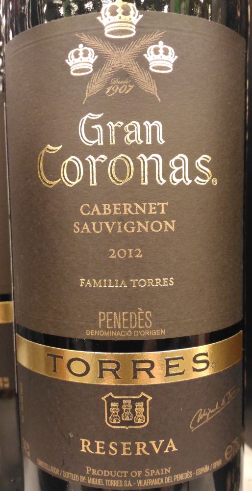 Miguel Torres S.A. Gran Coronas Reserva Cabernet Sauvignon DO Penedés 2012, Main, #4335