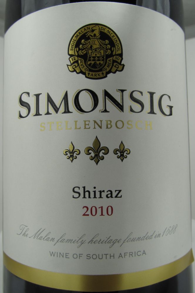 Simonsig Shiraz W.O. Stellenbosch 2010, Front, #452