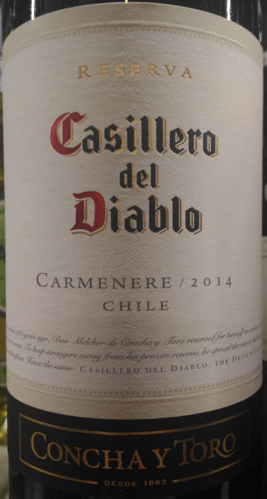 Viña Concha y Toro S.A. Casillero del Diablo Reserva Carménère 2014, Main, #4585