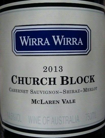 R.G. & R.T. Trott Pty. Ltd. Church Block Cabernet Sauvignon Shiraz Merlot Wirra Wirra 2013, Main, #4641