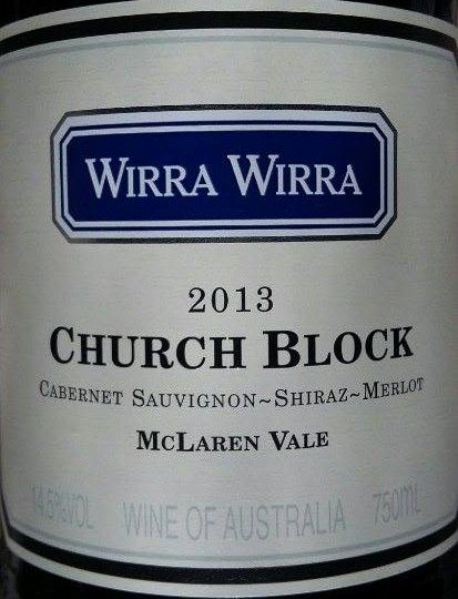 R.G. & R.T. Trott Pty. Ltd. Church Block Cabernet Sauvignon Shiraz Merlot Wirra Wirra 2013, Main, #4641