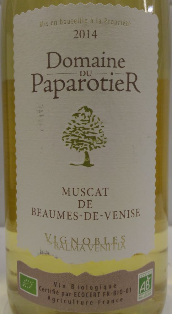 SCA Les Vignobles de Balma Venitia Domaine du Paparotier Muscat de Beaumes-de-Venise AOC/AOP 2014, Main, #4643