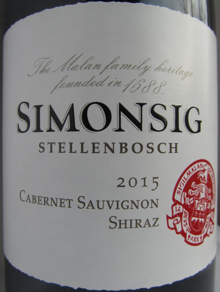 Simonsig Cabernet Sauvignon Shiraz W.O. Stellenbosch 2015, Main, #4758