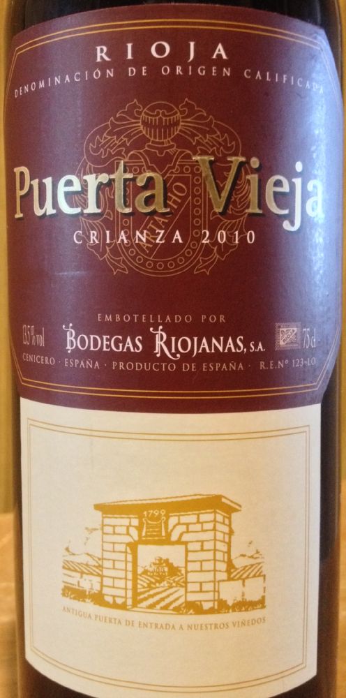 Bodegas  Riojanas S.A. Puerta Vieja Crianza DOCa Rioja 2010, Main, #4844