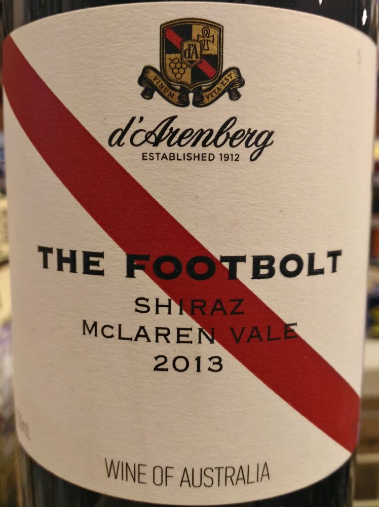 d'Arenberg Pty Ltd The Footbolt Shiraz McLaren Vale 2013, Main, #5141