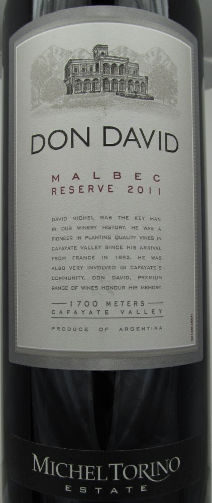 Bodega Michel Torino DON DAVID RESERVE Malbec 2011, Main, #531