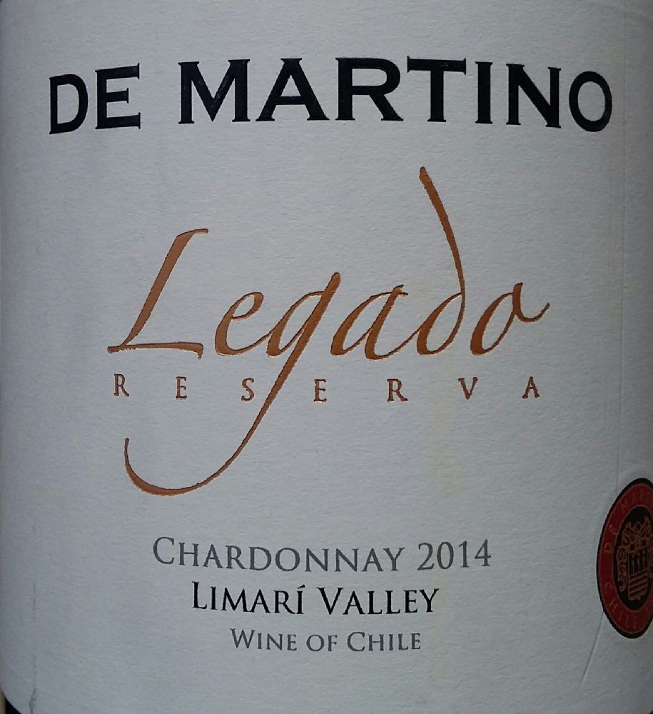 Santa Teresa S.A. De Martino Legado Reserva Chardonnay D.O. Limarí Valley 2014, Main, #5330
