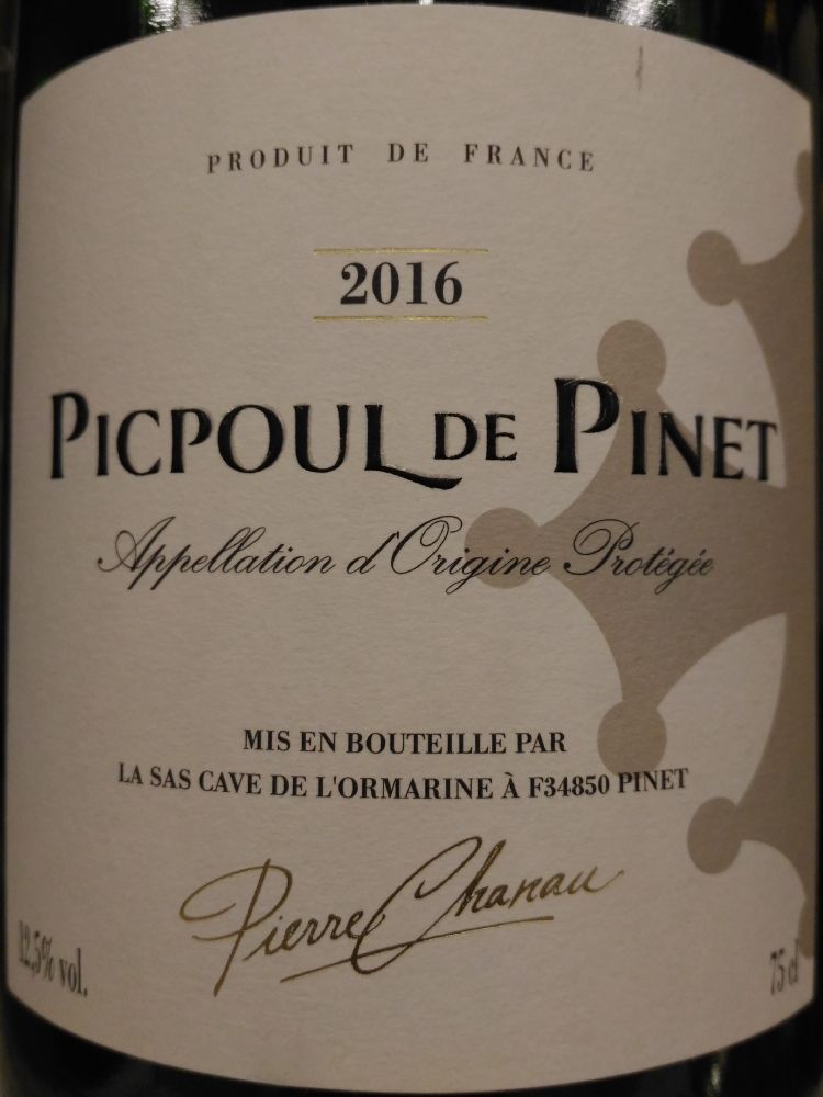 SAS Cave de L'Ormarine Pierre Chanau Picpoul de Pinet AOC 2016, Main, #5415