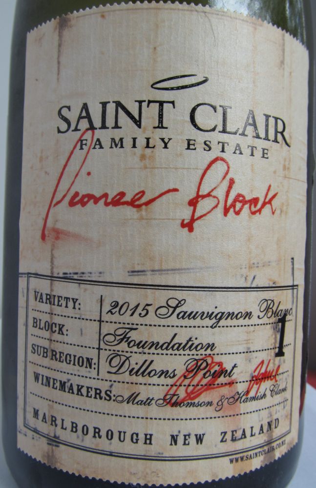 Saint Clair Family Estate Pioneer Block 1 Foundation Sauvignon Blanc Marlborough 2015, Main, #5466