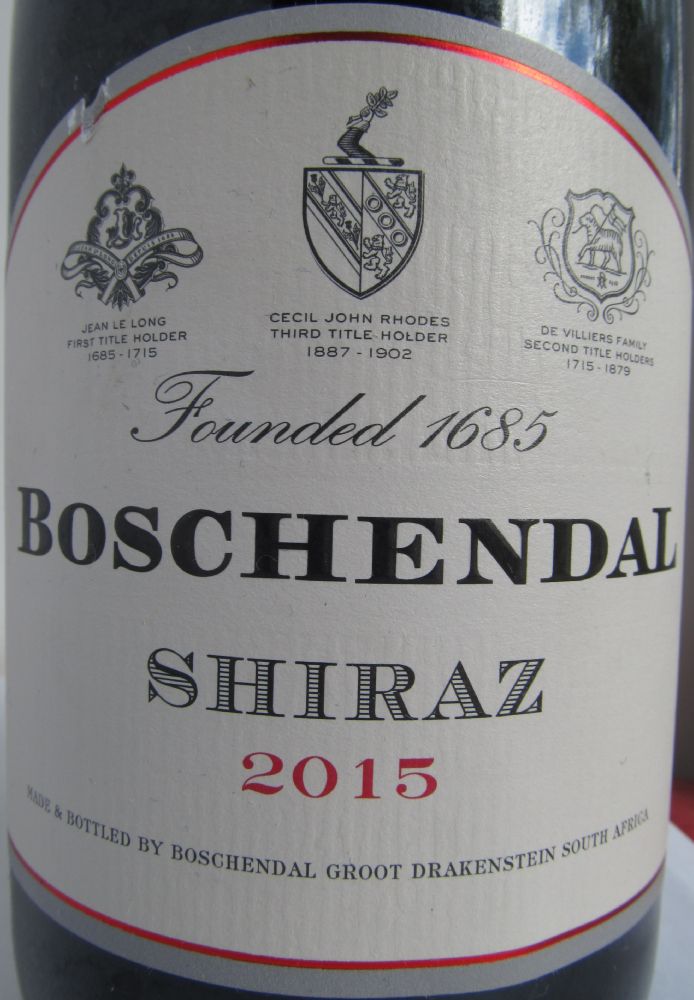 Boschendal (Pty) Ltd Shiraz 2015, Main, #5478