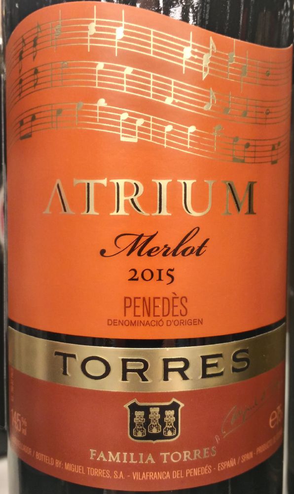 Miguel Torres S.A. Atrium Merlot DO Penedés 2015, Main, #5579
