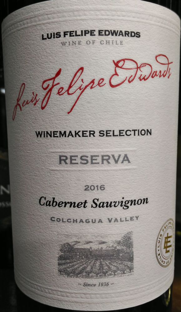 Viña Luis Felipe Edwards Winemaker Selection Reserva Cabernet Sauvignon D.O. Colchagua Valley 2016, Main, #5599