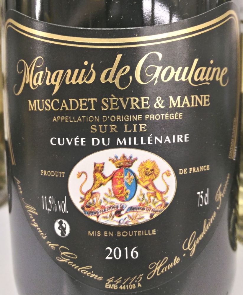 Marquis de Goulaine Cuvée du Millénaire Muscadet Sèvre et Maine sur lie AOC/AOP 2016, Main, #5793
