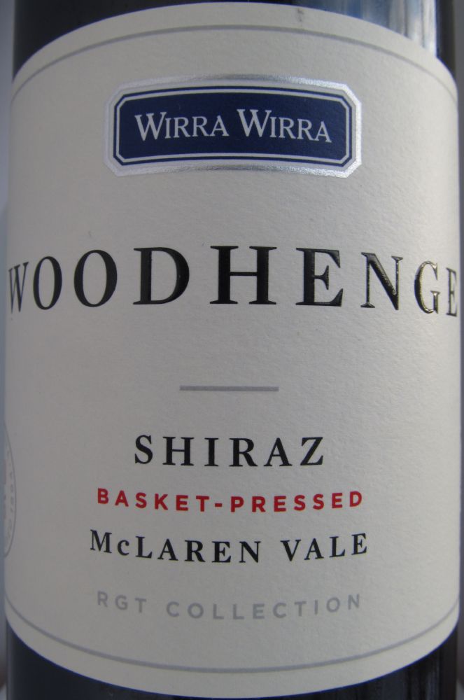 R.G. & R.T. Trott Pty. Ltd. Woodhenge Shiraz Wirra Wirra McLaren Vale 2015, Main, #5965