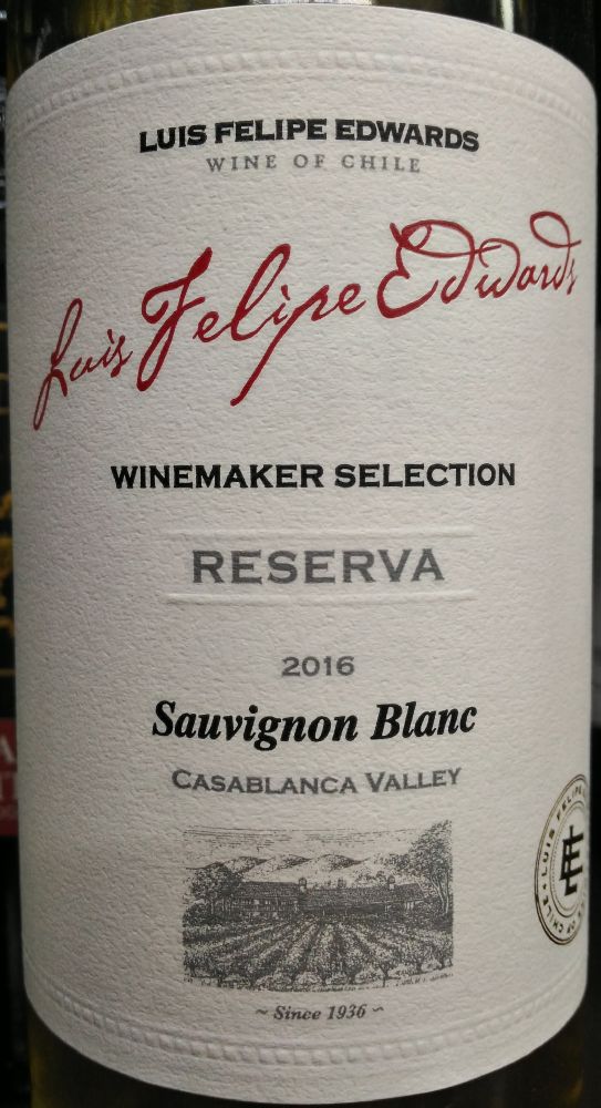Viña Luis Felipe Edwards Winemaker Selection Reserva Sauvignon Blanc 2016, Main, #6081