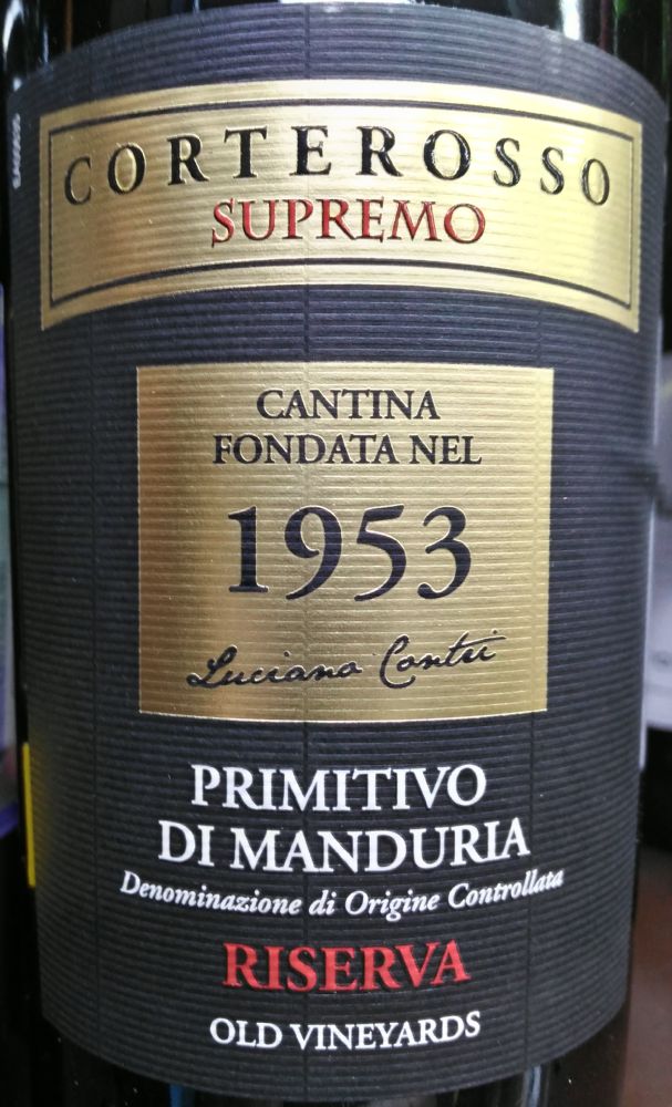 Contri Spumanti S.p.A. Corterosso Supremo Primitivo di Manduria Riserva DOC 2013, Main, #6087