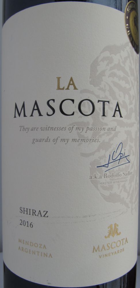 Mascota Vineyards La Mascota Shiraz 2016, Main, #6111