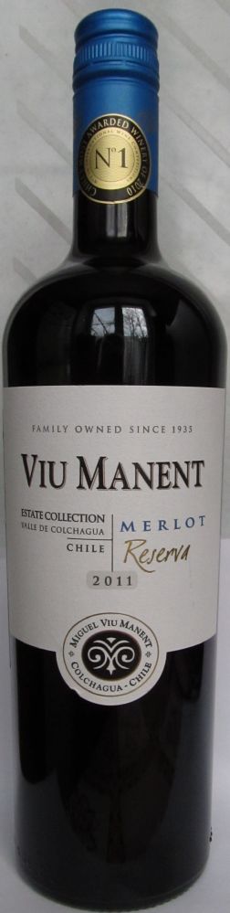 Viu Manent y Cia Ltda Estate Collection Reserva Merlot D.O. Colchagua Valley 2011, Main, #627