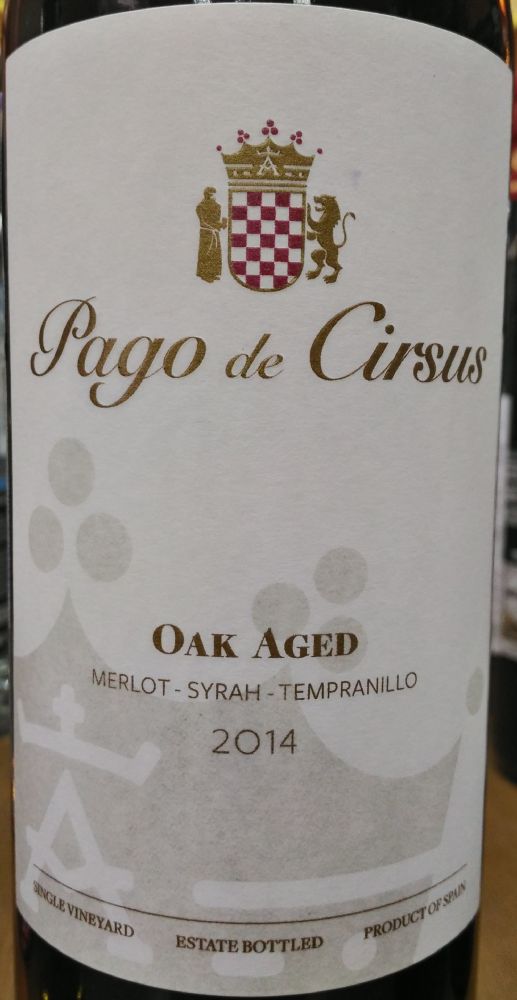 Bodega Pago de Cirsus S.L. Oak Aged Merlot Syrah Tempranillo 2014, Main, #6336