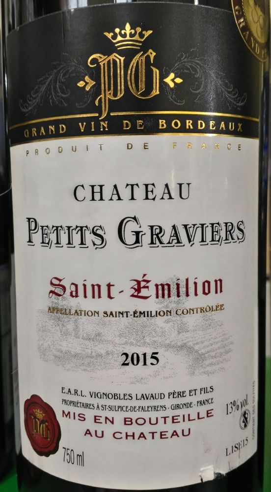 E.A.R.L. Vignobles Lavaud Père et Fils Château Petits Graviers Saint-Emilion AOC/AOP 2015, Main, #6418