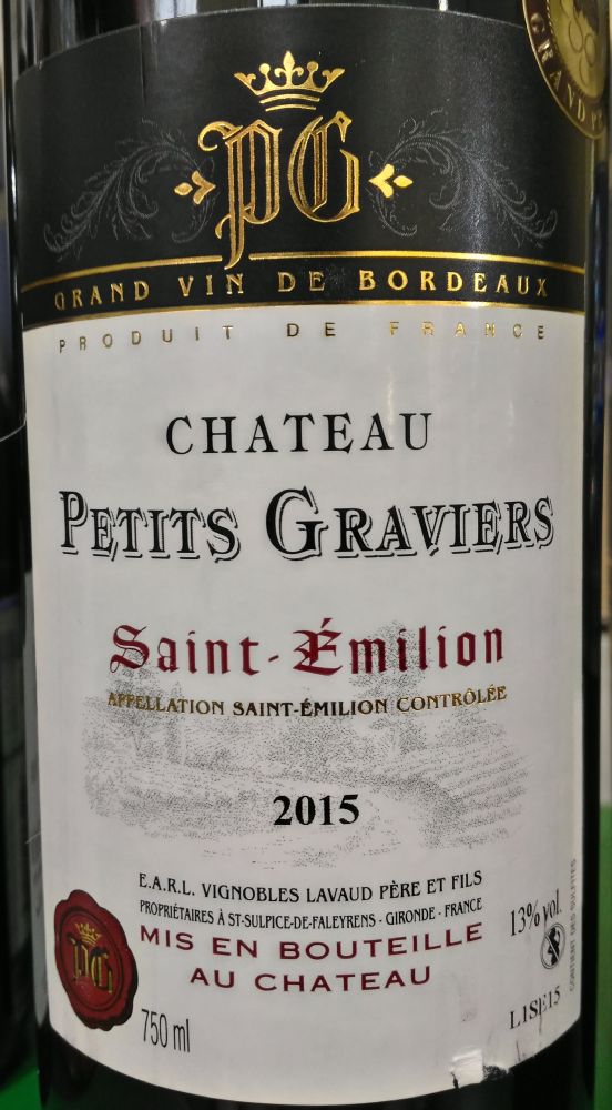 E.A.R.L. Vignobles Lavaud Père et Fils Château Petits Graviers Saint-Emilion AOC/AOP 2015, Main, #6418