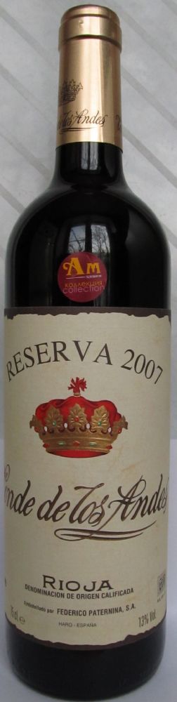 Federico Paternina S.A. Conde de los Andes Reserva DOCa Rioja 2007, Front, #645