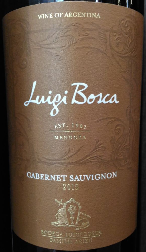 Leoncio Arizu S.A. Luigi Bosca Cabernet Sauvignon 2015, Main, #6468
